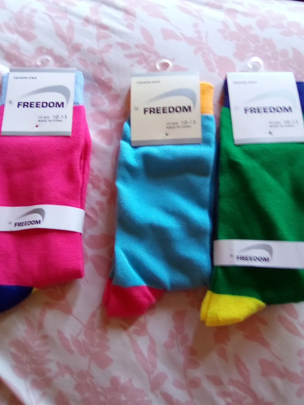Bright Socks Trio in Pink, Blue & Green ( Bag E )